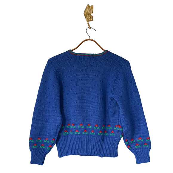 VTG Carroll Reed Wool Floral Chunky Knit Cardigan Sweater S Cottagecore Dainty - Picture 2 of 16